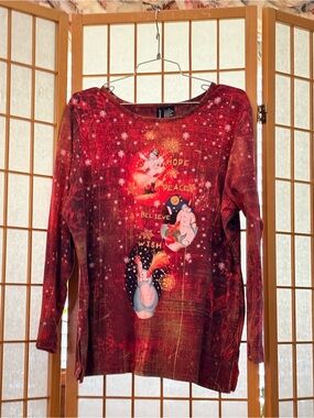 jason maxwell Red Long Sleeve Graphic Holiday Tee 1X